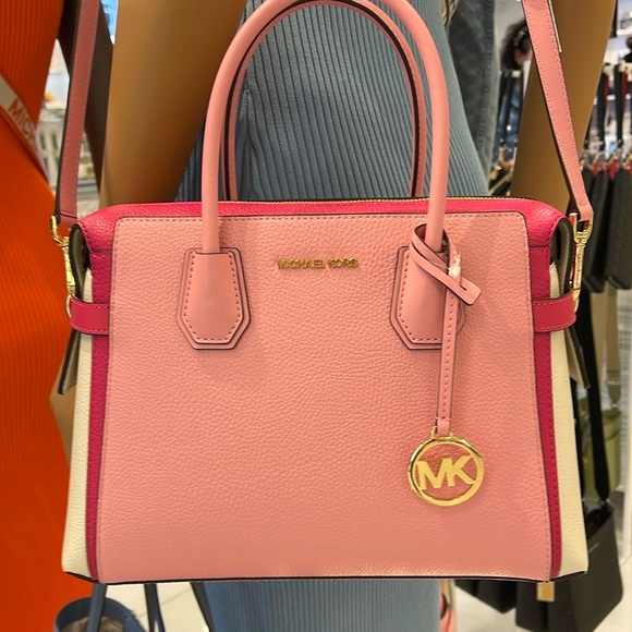 MICHAEL KORS
Mercer Md Top Zip Color-Block Belted Satchel Crossbody Purse 

NWT - Picture 15 of 16